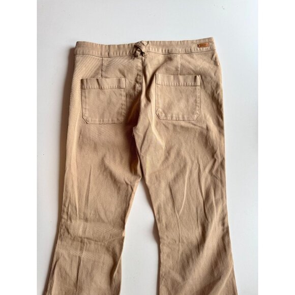 MASSIMO DUTTI Khaki Tan Cotton Twill Chino Wide Leg Flared Pants, Size 10 - Picture 8 of 15